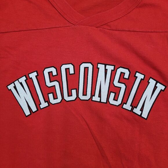 Vintage 80s Wisconsin Shirt Womens M/L Red - Picture 13 of 16